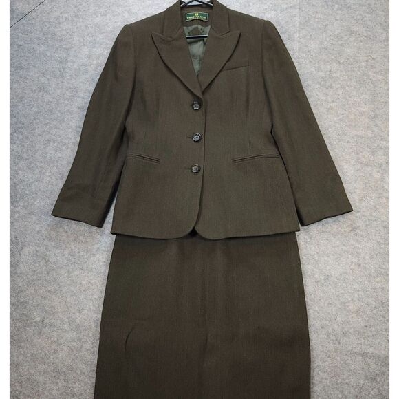 Embassy Row Pure New Wool Skirt Suit Womens 6 Dark Green‎ Career Office Academia - Picture 1 of 16